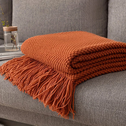 Cozy Lightweight Yellow Knit Blanket