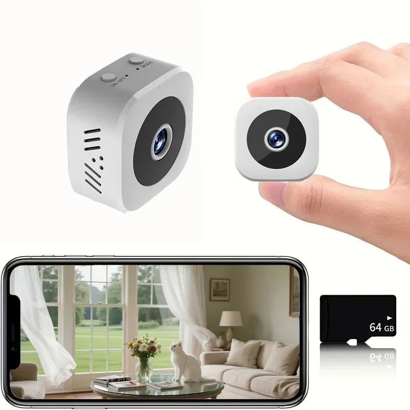 Compact WiFi Security Cam with Night Vision and Audio