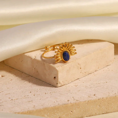 Dainty Sky Blue Gemstone Sun Ring