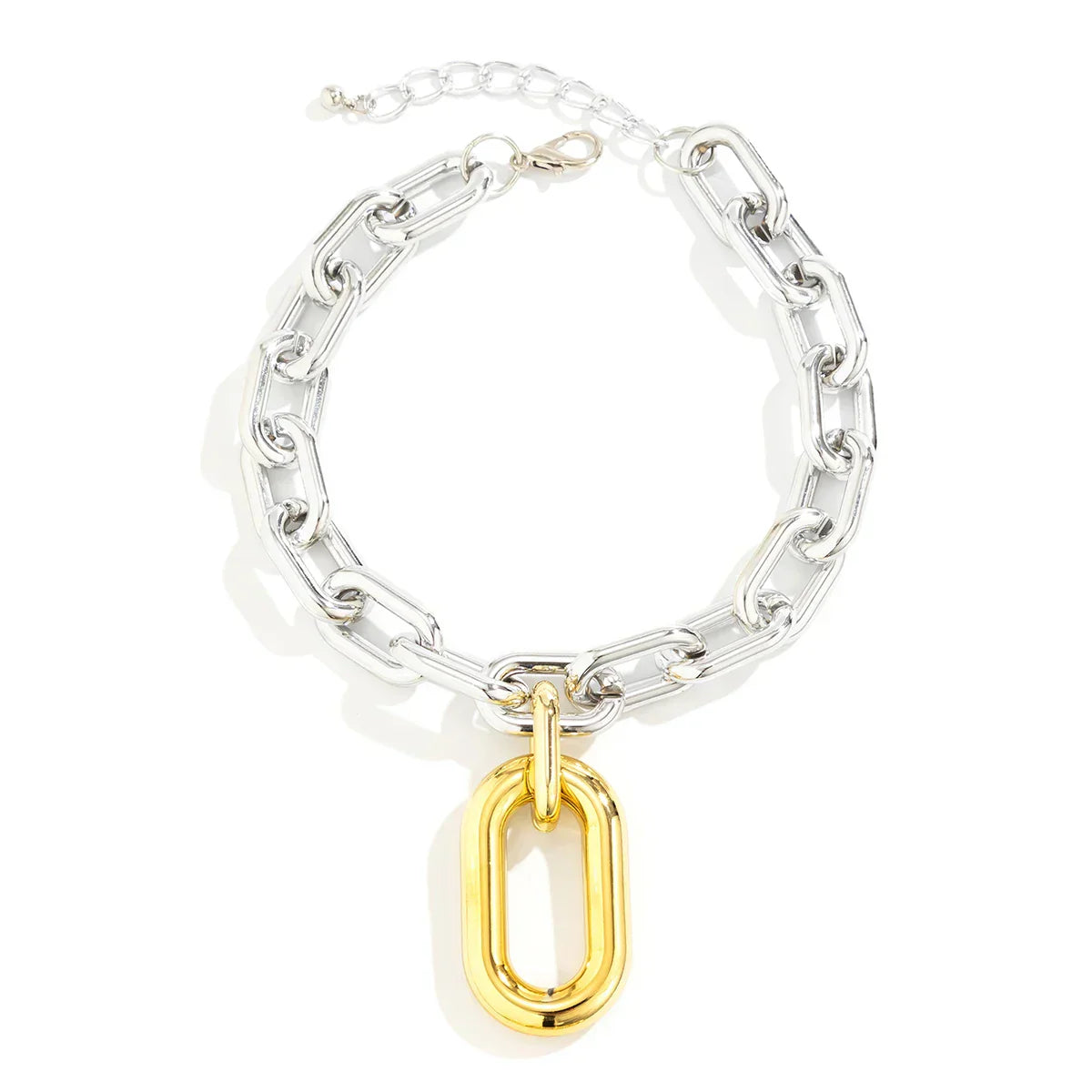 Edgy Two Tone Paperclip Link Necklace