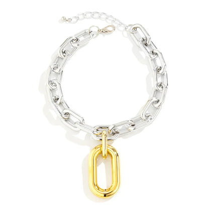 Edgy Two Tone Paperclip Link Necklace