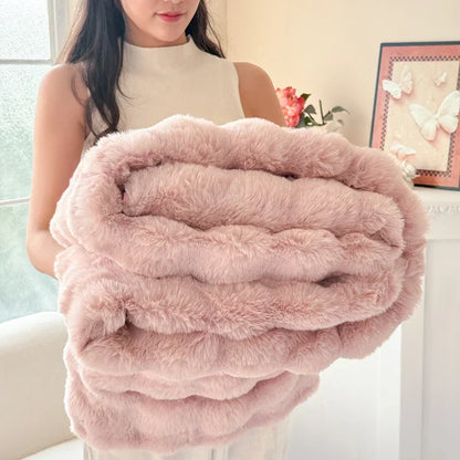 Plush Double Layer Faux Fur Throw Blanket