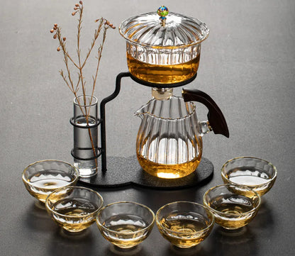Autumn Leaf Patterned Glass Tea Set