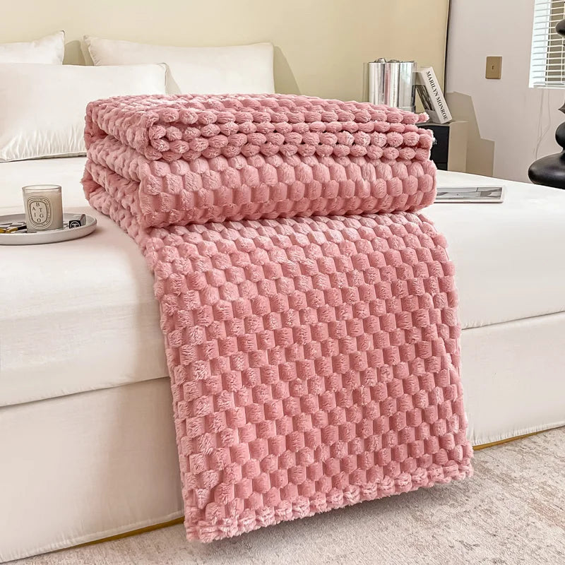 Cozy Checked Blanket Soft Throw for Bedroom