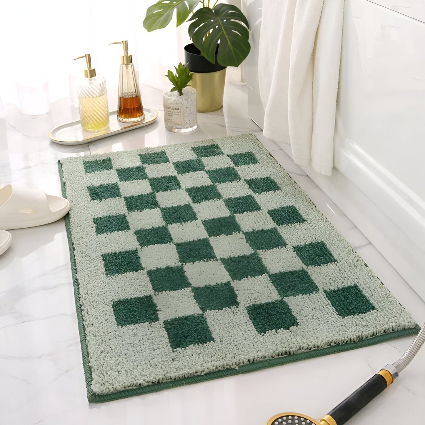 Comfortable Checkered Bath Floor Mat
