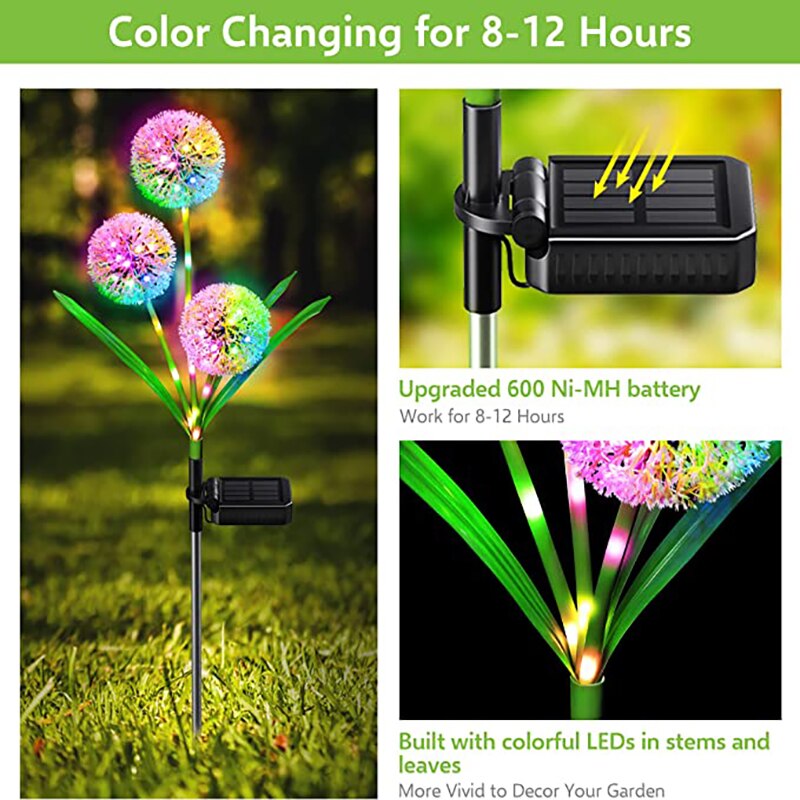 Bright Outdoor Solar Dandelion String Lights