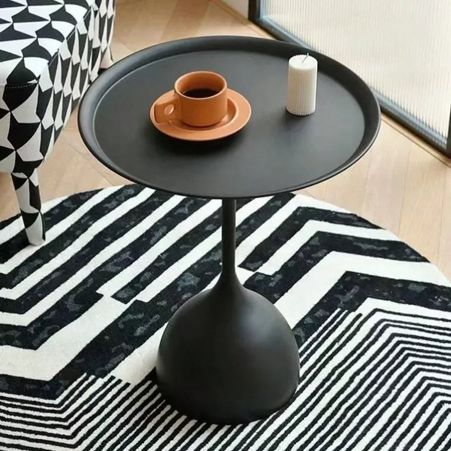 Sleek Silver Circle Side Table