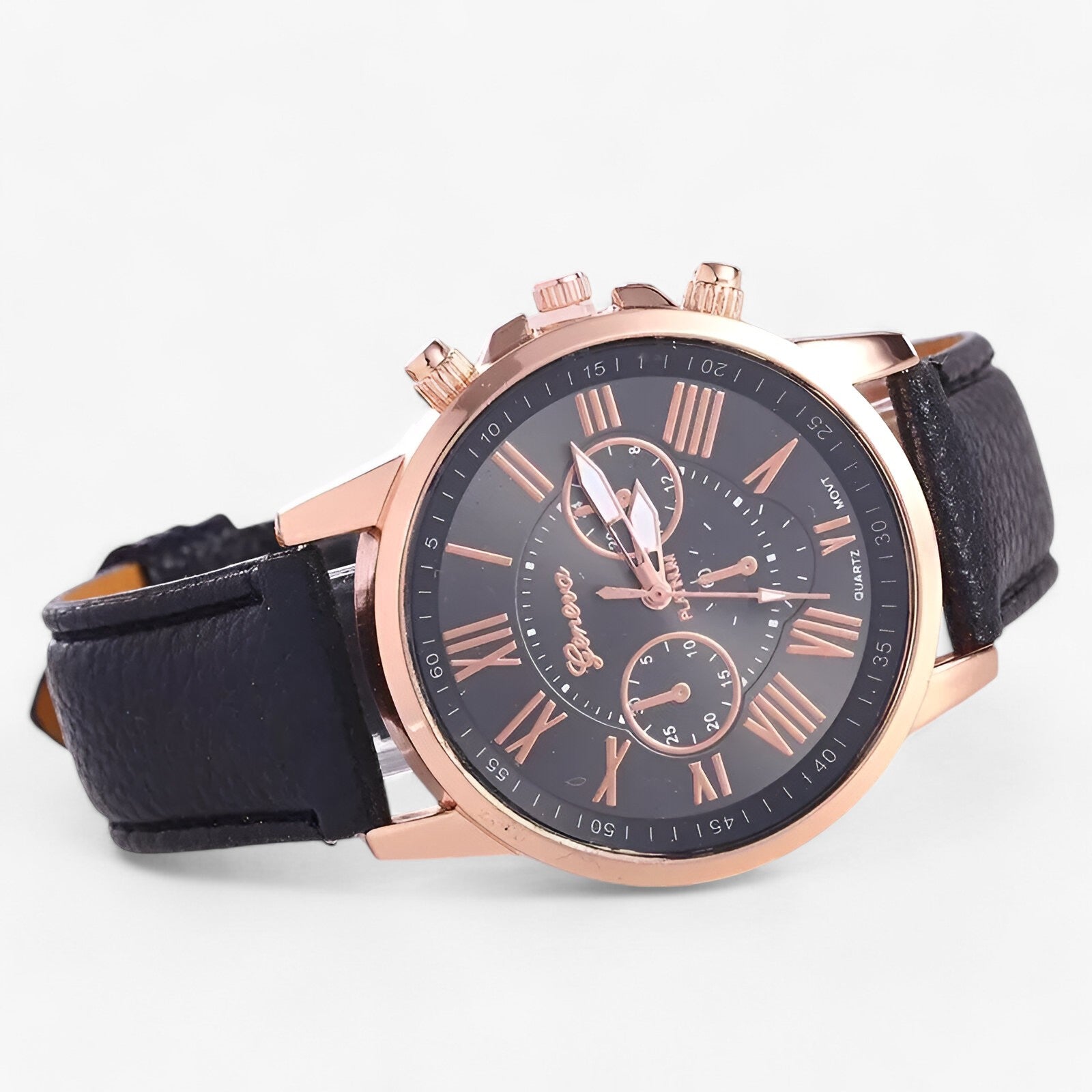 Durable Brown Leather Ladies Watch 42mm - Luxicro