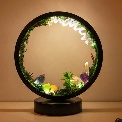 Beautiful Glass Table Lamp with Green Crystals