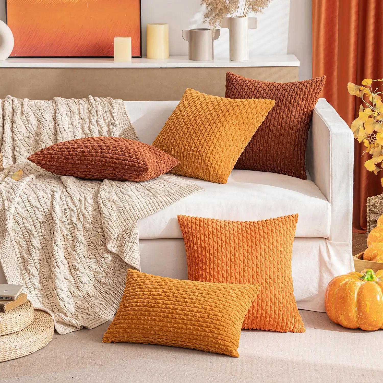 Soft Striped Velvet Decorative Pillow in Modern Rustic Style - Luxicro