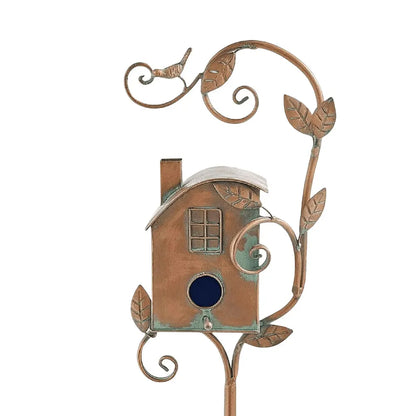 Rustic Metal Birdhouse with Double Entrance