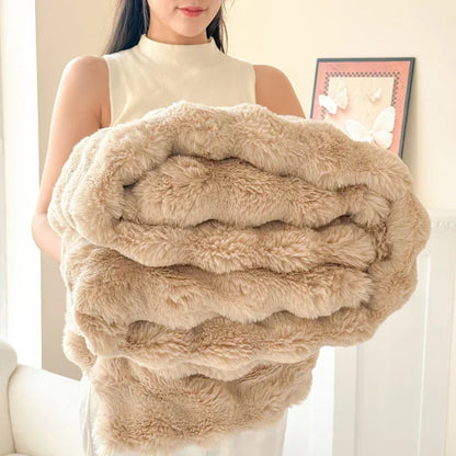 Plush Double Layer Faux Fur Throw Blanket