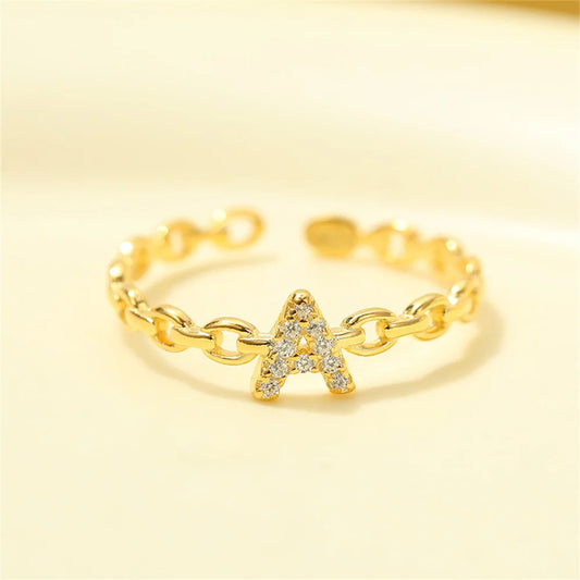 Dainty Diamond Monogram Letter Ring - Luxicro