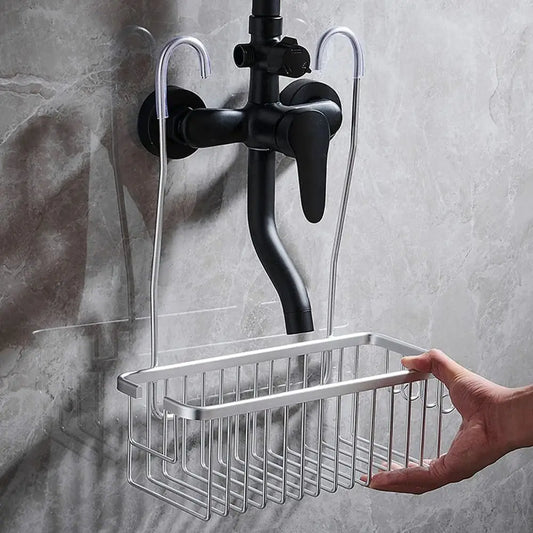 Durable Metal Shower Organizer with Hooks - Luxicro
