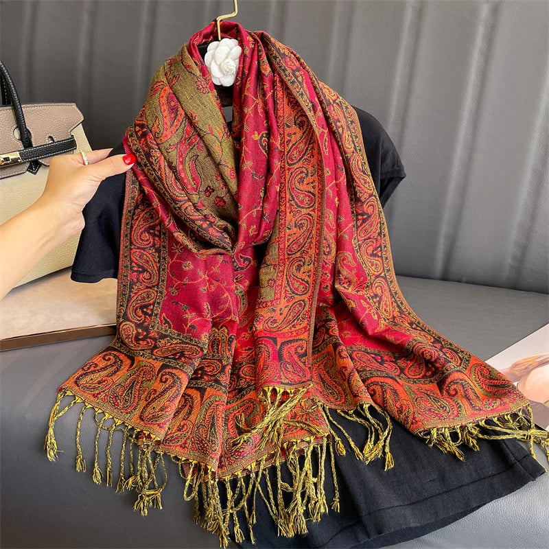 Soft Cashmere Women's Scarf with Warm Luxury Print