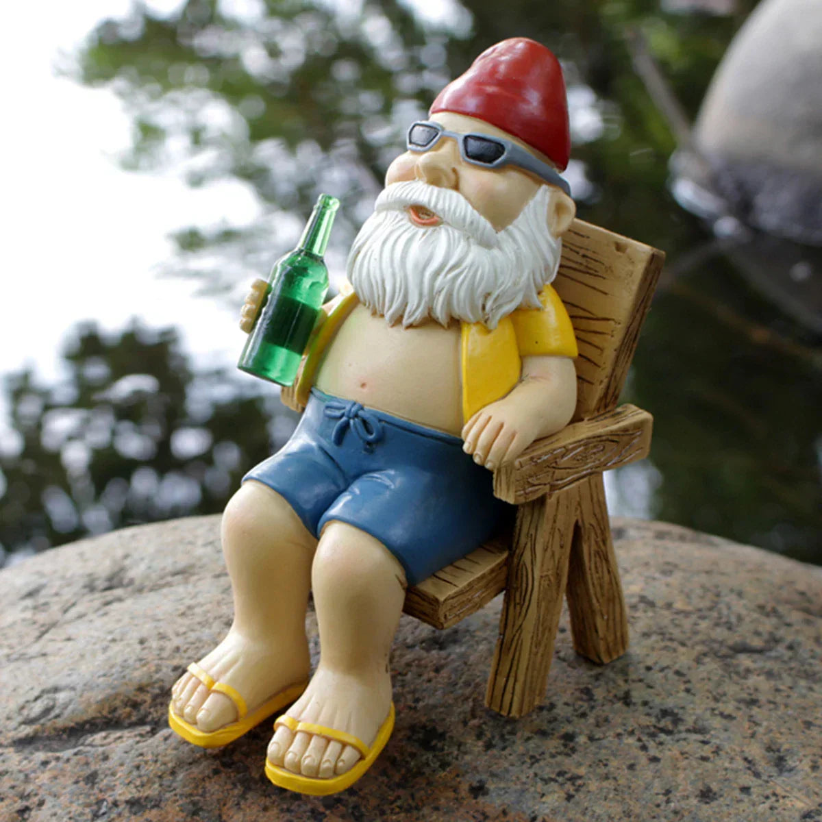 Comical Yard Gnome with Chair Decoration - Luxicro