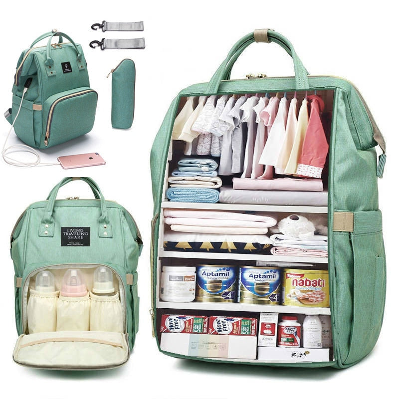 Spacious Baby Diaper Bag USB Backpack