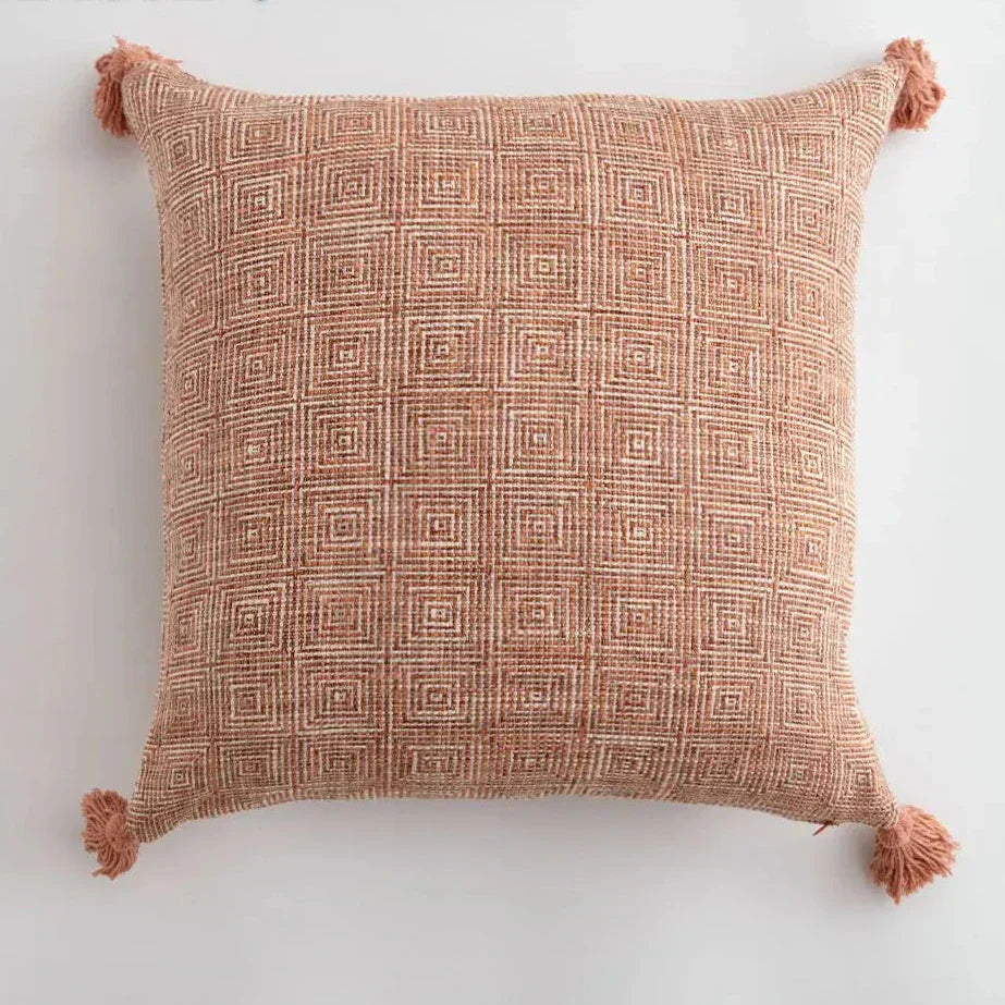 Decorative Throw Pillow Cover with Colorful Tassels