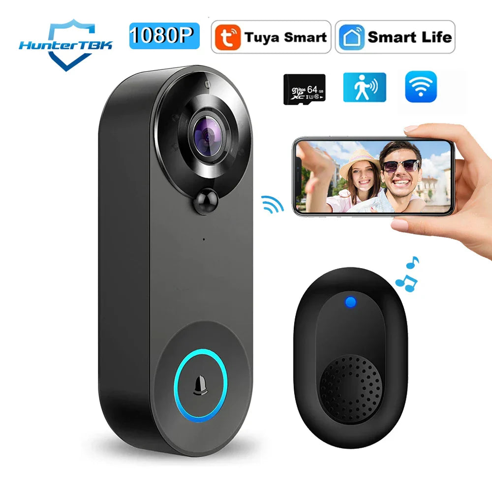 Wireless Smart Doorbell Camera with Night Vision and Audio - Luxicro