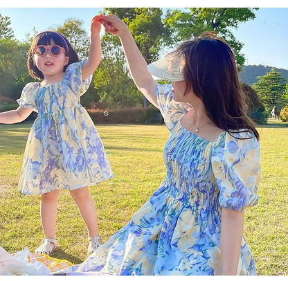 Cute Floral Mother Daughter Dress Set