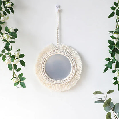 Boho Chic Wall Hanging Mirror Set with Fringe