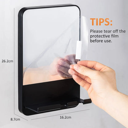 Waterproof Shower Mirror with Razor Holder and Suction Cup
