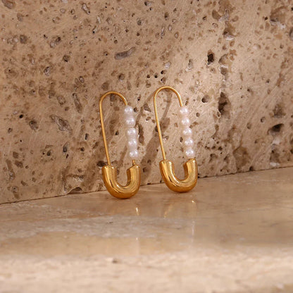 Elegant White Pearl Dangle Earrings