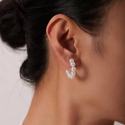 Elegant Simple White Pearl Stud Earrings