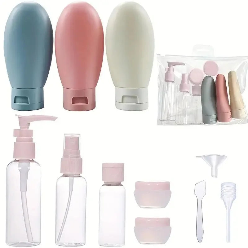 Portable 11pc Travel Accessory Kit Leakproof Cosmetic Bottles