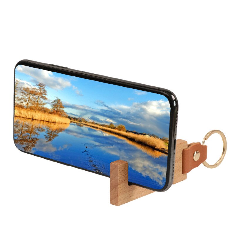 Compact Wooden Phone Holder Keychain