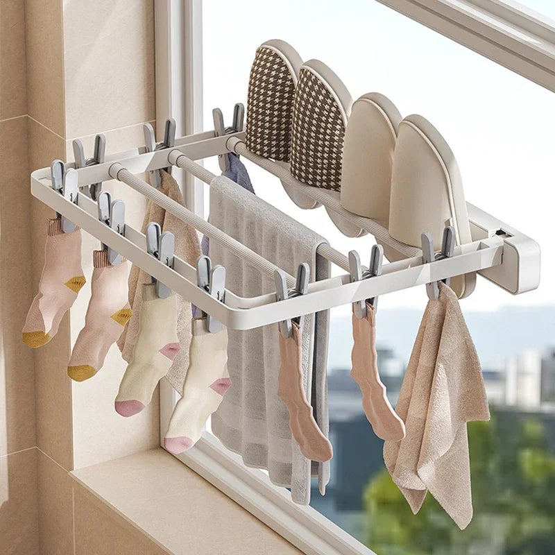 Space Saving Foldable Laundry Dryer Rack with Grip Clips