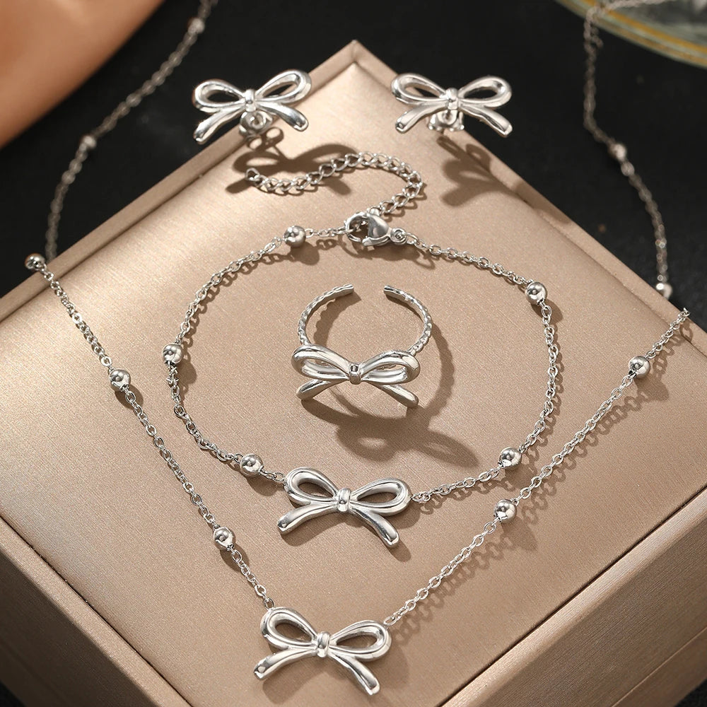 Dainty Pearl Satellite Necklace Set for Ladies