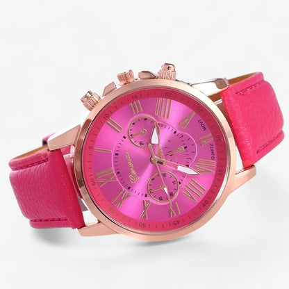 Durable Brown Leather Ladies Watch 42mm