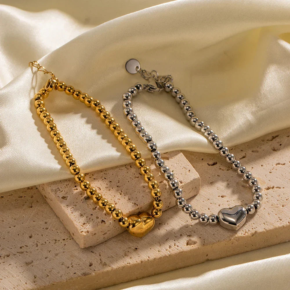 Premium 18k Gold Heart Charm Bracelet