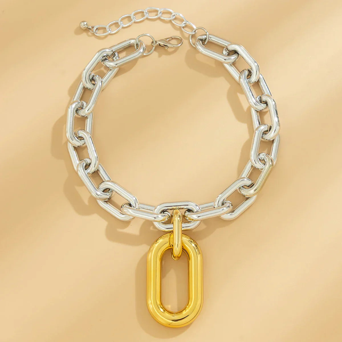 Edgy Two Tone Paperclip Link Necklace