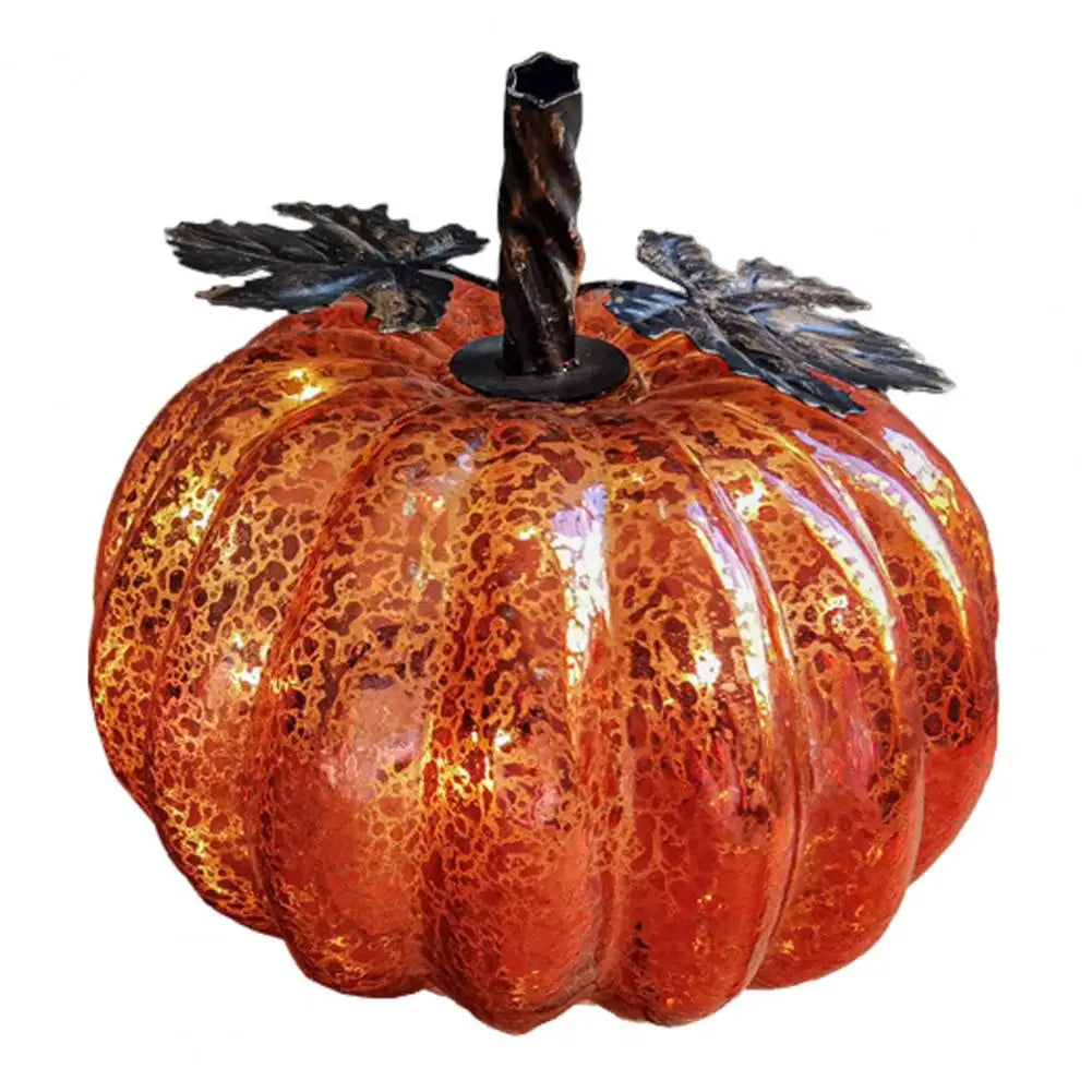 Bright Glass Pumpkin Decoration with Soft Lights