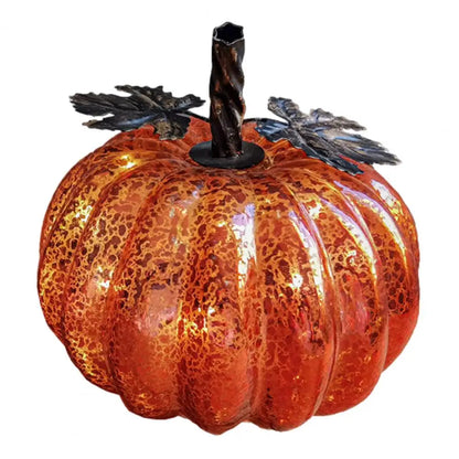 Bright Glass Pumpkin Decoration with Soft Lights
