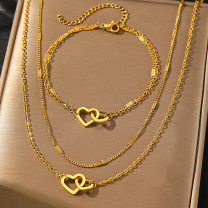 Dainty Love Chain Necklace and Bangle Set - Luxicro