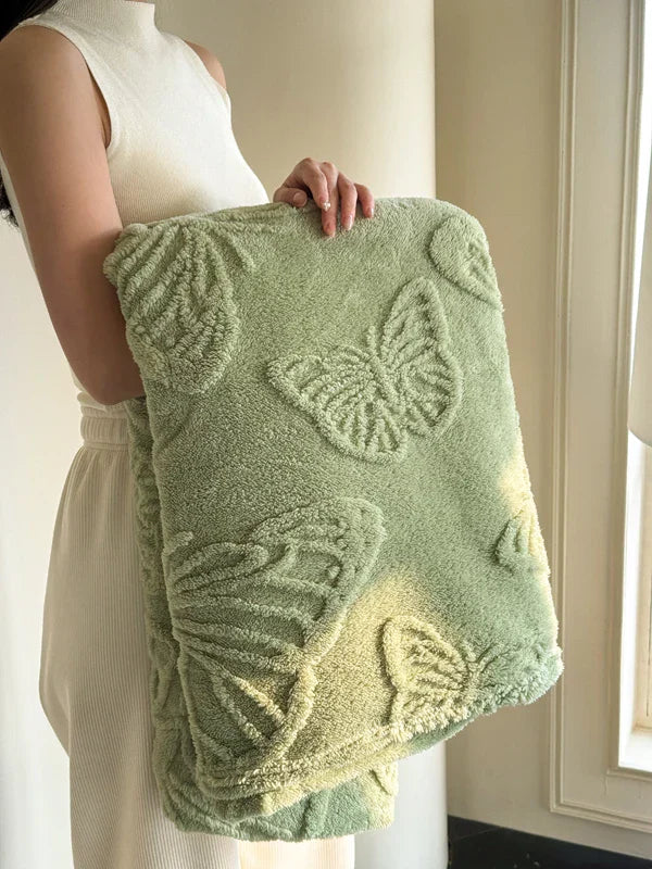 Cozy Plush Throw Blanket with Colorful Butterfly Pattern