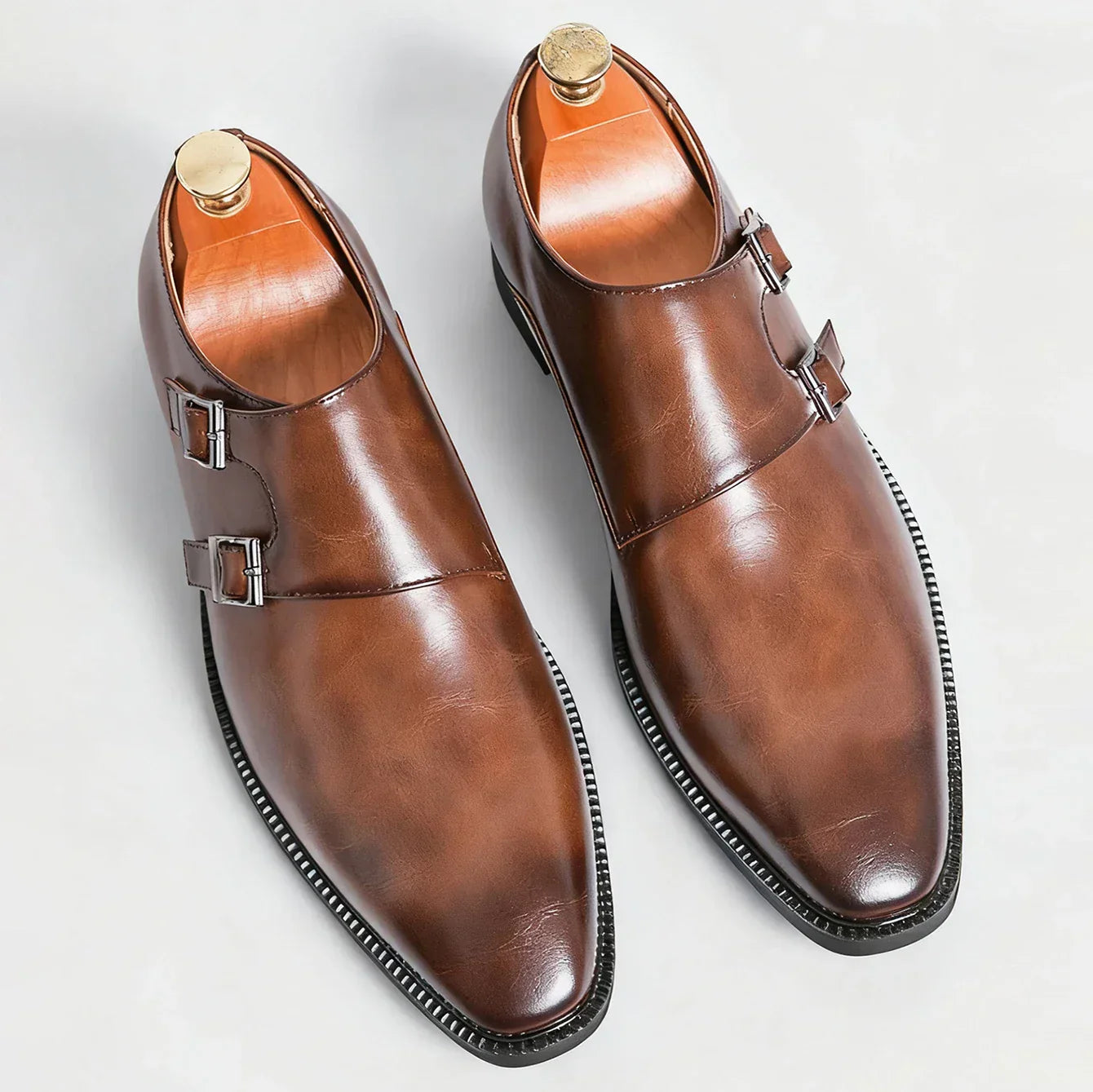 Leather Formal Shoes | Elegant Double Buckle Footwear