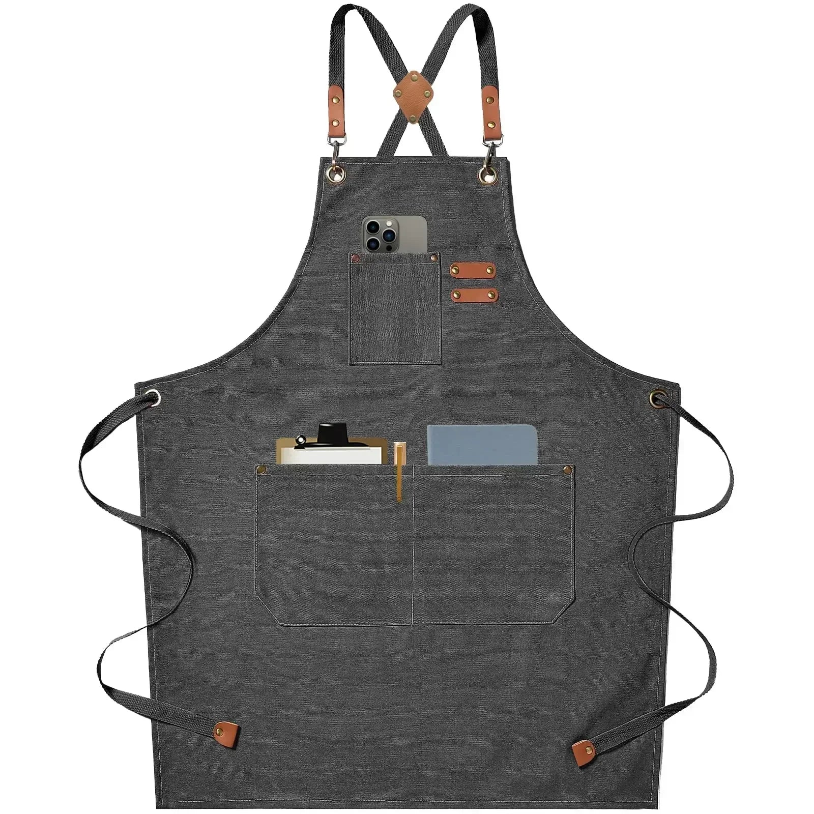 Durable Canvas Crossback Apron With Pockets For BBQ - Luxicro