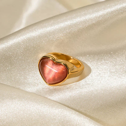 Lovely Pink Gold Heart Ring