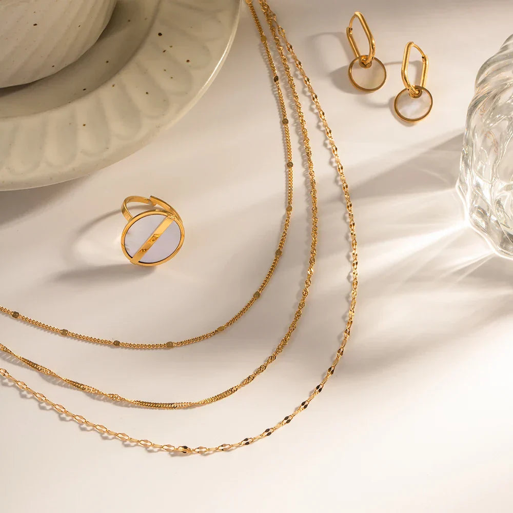 Dainty Triple Layer Gold Chain Necklace Set