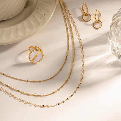 Dainty Triple Layer Gold Chain Necklace Set