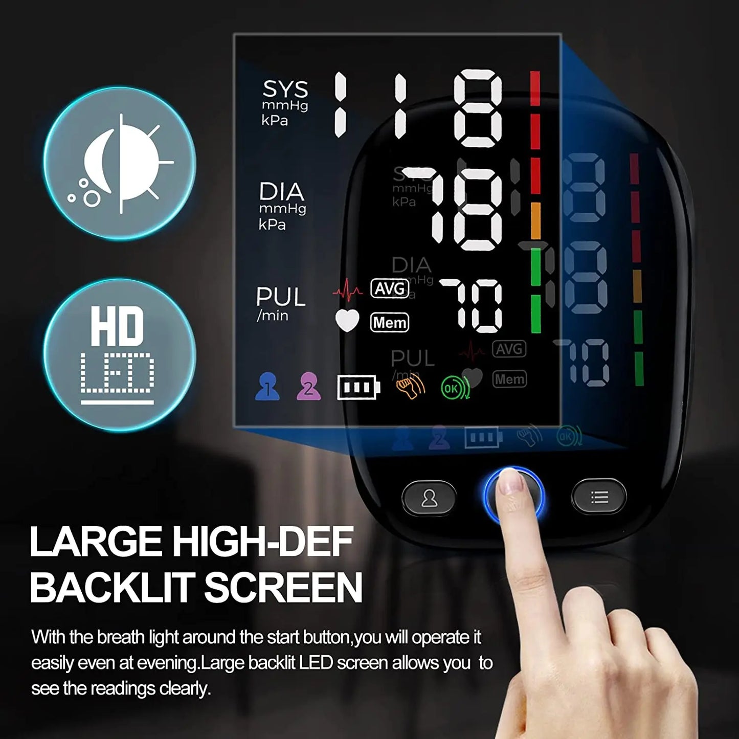 Accurate Home Blood Pressure Tracker with Easy Read Display