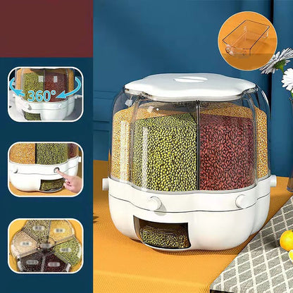 Simple 6-Section Spinning Food Storage Bin