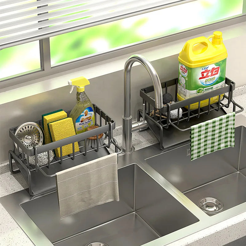 Kitchen Sink Caddy - Stainless Steel Sponge Holder - Luxicro