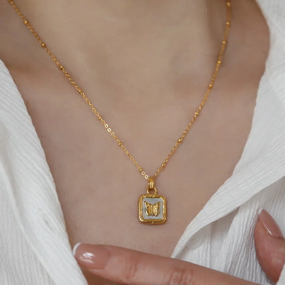 Pretty Pink Gold Butterfly Chain Necklace - Luxicro