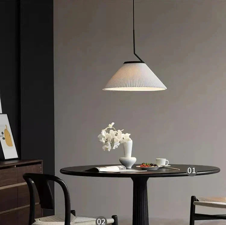 Creamy Fabric Shade Pendant Light