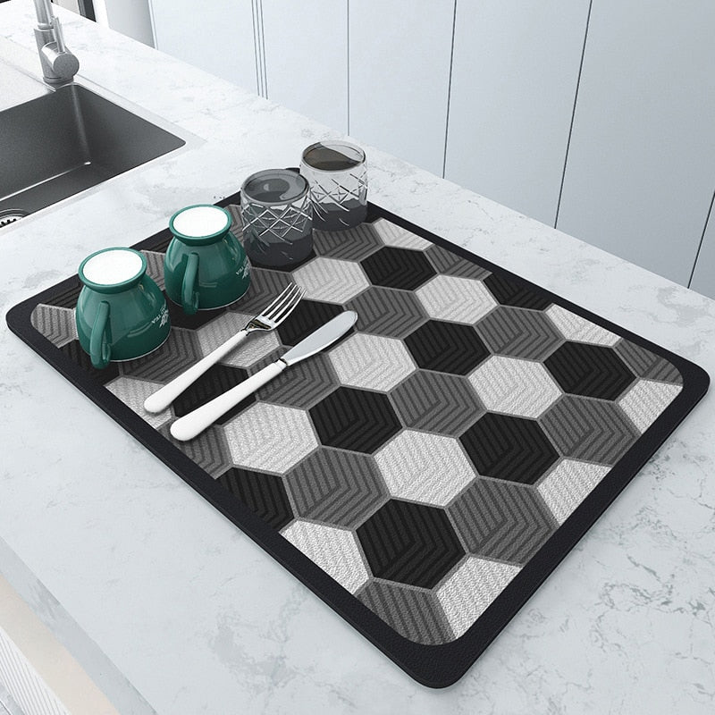 Non Slip Kitchen Mat for Drying Dishes Safely